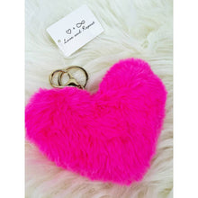 Load image into Gallery viewer, Pom Pom Heart Shape Plush Keychain
