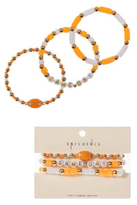 Football Enamel Game Day Beaded Stretch Bracelet