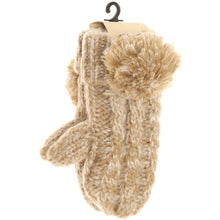 Load image into Gallery viewer, Kids 🧸 CC Multi-Tone Double Pom Fuzzy Lined Mittens
