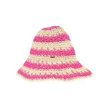 Load image into Gallery viewer, Broad Striped Paper Straw Hand Crochet C.C Bucket Hat

