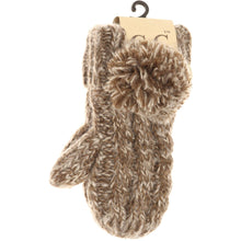 Load image into Gallery viewer, Kids 🧸 CC Multi-Tone Double Pom Fuzzy Lined Mittens
