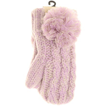 Load image into Gallery viewer, Kids 🧸 CC Multi-Tone Double Pom Fuzzy Lined Mittens
