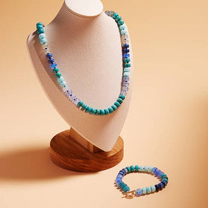 Flat Round Resin Bead Ombre Mixed Stretch Bracelet