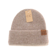 Load image into Gallery viewer, Ribbed Double Cuff C.C Beanie HTS0007
