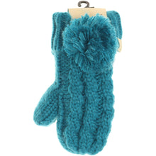 Load image into Gallery viewer, Kids 🧸 CC Solid Pom Fuzzy Lined Mittens
