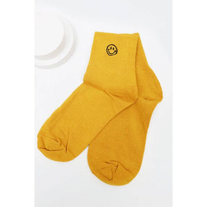 Solid Smiley Embroidered All Year Long Socks