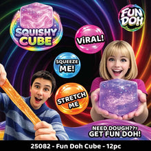 Load image into Gallery viewer, Fun Doh Squish &amp; Squeeze Sparkle Cube Fidget Toy- 12/Display
