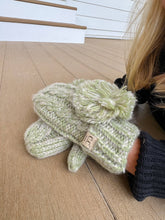 Load image into Gallery viewer, Kids 🧸 CC Multi-Tone Double Pom Fuzzy Lined Mittens
