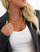 Load image into Gallery viewer, CHAIN + HERRINGBONE NECKLACE
