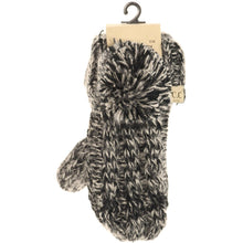 Load image into Gallery viewer, Kids 🧸 CC Multi-Tone Double Pom Fuzzy Lined Mittens

