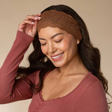 Load image into Gallery viewer, Wide Lace Elastic Headbands 2pc Set - Mocha &amp; Chocolate

