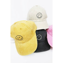 Load image into Gallery viewer, Smile Face Embroidered Washed Baseball Cap
