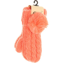 Load image into Gallery viewer, Kids 🧸 CC Solid Pom Fuzzy Lined Mittens
