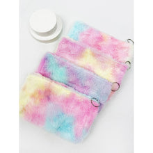 Load image into Gallery viewer, Tie Dyed Faux Fur Coin Purse with Key Ring
