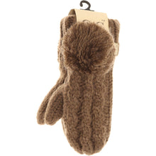Load image into Gallery viewer, Kids 🧸 CC Solid Pom Fuzzy Lined Mittens
