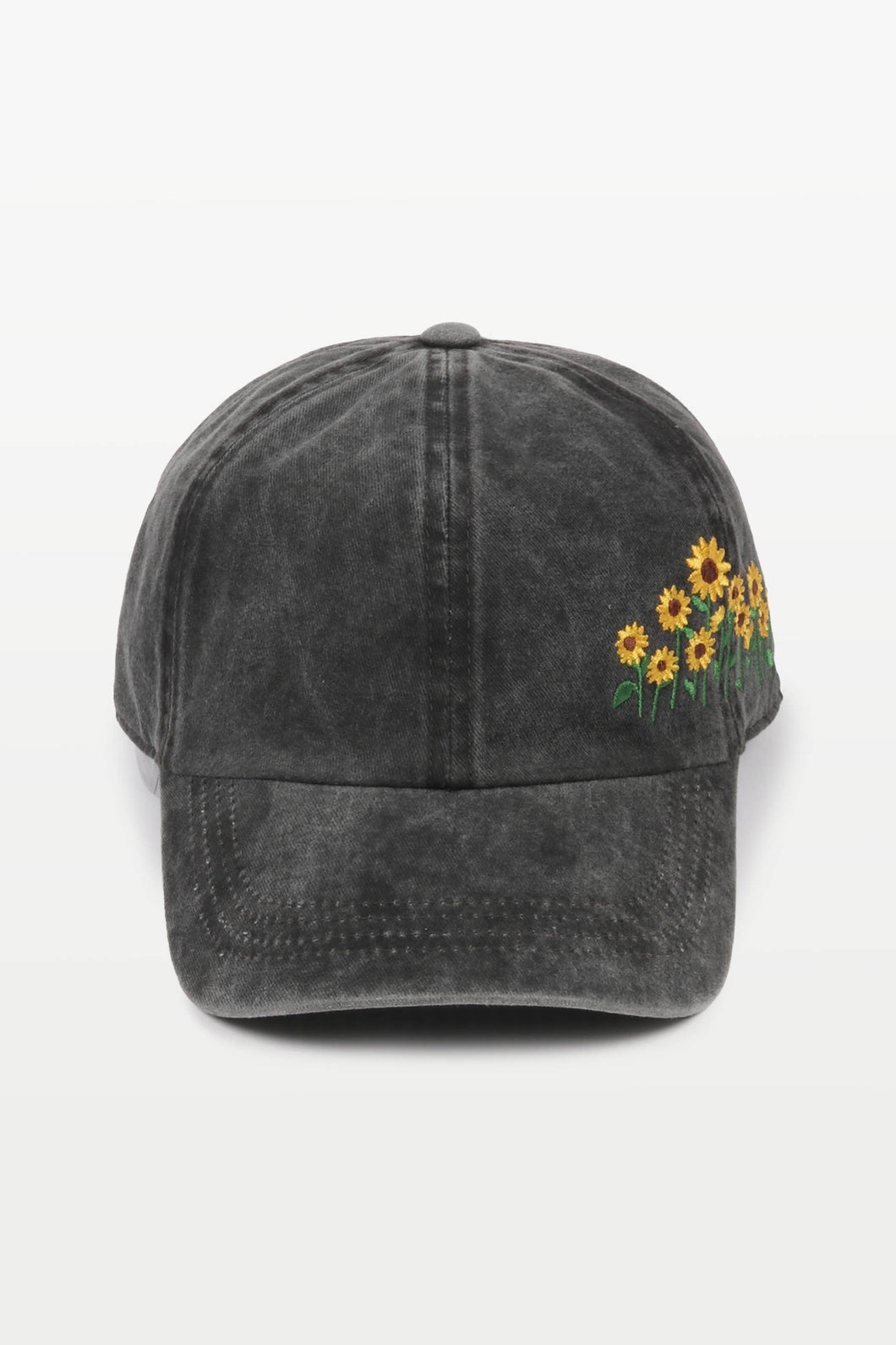 Sunflowers Side Embroidery Cotton Baseball Cap