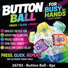 Load image into Gallery viewer, Fidget Button Ball Silicone Sensory Stress Toy - 8/Display
