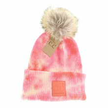 Load image into Gallery viewer, DOORBUSTER Tie Dye Fur Pom C.C Beanie
