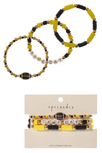 Football Enamel Game Day Beaded Stretch Bracelet