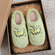 Load image into Gallery viewer, Christmas Holiday Cozy Grinch Slippers
