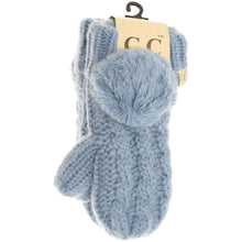 Load image into Gallery viewer, Kids 🧸 CC Solid Pom Fuzzy Lined Mittens
