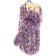 Load image into Gallery viewer, Kids 🧸 CC Multi-Tone Double Pom Fuzzy Lined Mittens
