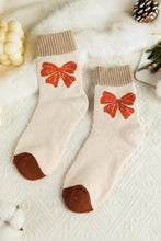 Load image into Gallery viewer, Bow Printed Color Block Knit Womens Socks
