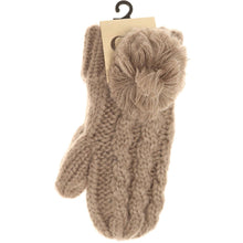 Load image into Gallery viewer, Kids 🧸 CC Solid Pom Fuzzy Lined Mittens

