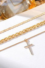Load image into Gallery viewer, Plated Cross Pendant Multi Layer Stacked Chains Necklace
