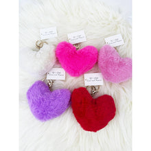 Load image into Gallery viewer, Pom Pom Heart Shape Plush Keychain
