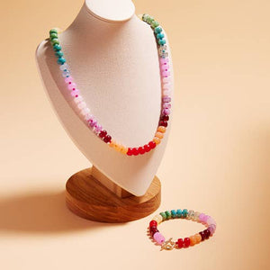 Flat Round Resin Bead Ombre Mixed Stretch Bracelet