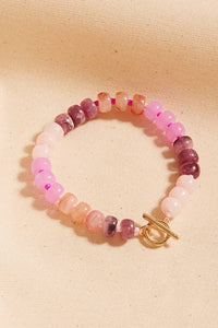 Flat Round Resin Bead Ombre Mixed Stretch Bracelet