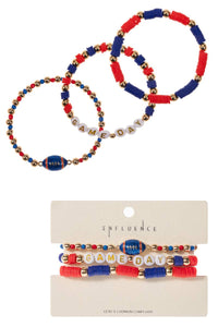 Football Enamel Game Day Beaded Stretch Bracelet