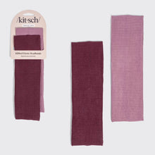 Load image into Gallery viewer, Recycled Fabric Ribbed Elastic Headbands 2pc Set - Cherry Lacquer &amp; Dusty Pink
