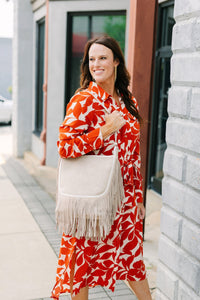 Sawyer Leather Bag with Fringe Ivory