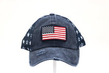 Load image into Gallery viewer, Distressed American Flag &amp; Star Ball Cap
