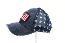 Load image into Gallery viewer, Distressed American Flag &amp; Star Ball Cap
