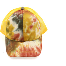 Load image into Gallery viewer, Tie Dye Mustard High Ponytail Mesh Back
