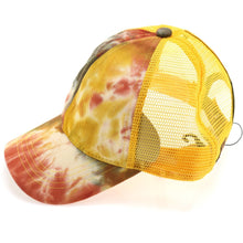 Load image into Gallery viewer, Tie Dye Mustard High Ponytail Mesh Back
