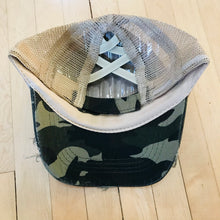 Load image into Gallery viewer, Kids CrissCross High Ponytail Hat, Distressed CAMO

