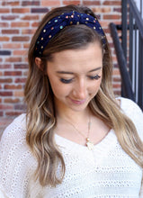 Load image into Gallery viewer, Headband With Multi Colored Crystals Navy
