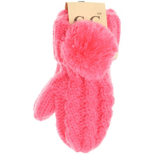 Load image into Gallery viewer, KIDS CC Solid Pom Fuzzy Lined Mittens - 3 COLORS!
