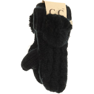 KIDS CC Solid Pom Fuzzy Lined Mittens - 3 COLORS!