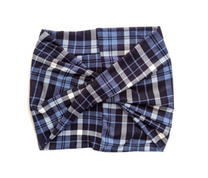 Navy Plaid Women's Wide Headband