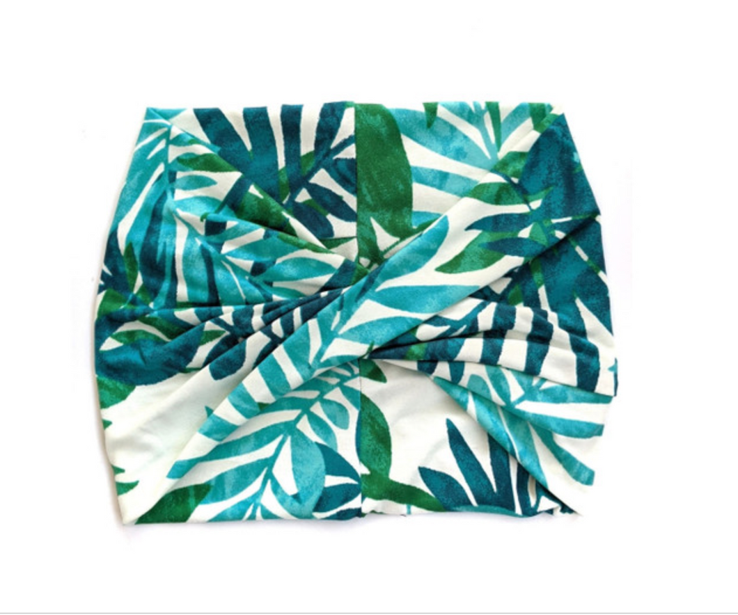 Aqua Leaves Women's Wide Headband