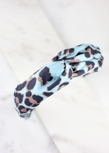 Leopard Print Headband Blue