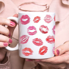 Load image into Gallery viewer, Lipstick Kisses Hearts Coffee Mug
